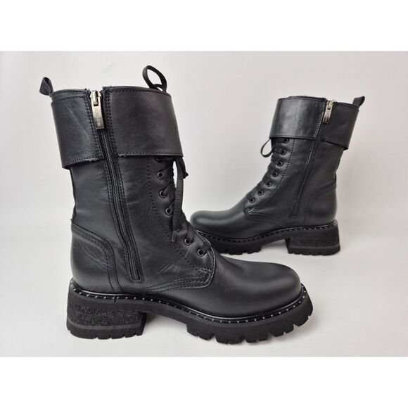 La Canadienne Women's Black Cody Lace Up Buckled Combat Booties Size 6.5 - Picture 4 of 7